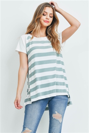 S11-12-4-PPT2167-SGOWTIV-1 - RIB DETAIL NECKBAND AND SLEEVES STRIPES TOP- SAGE-OFF-WHITE/IVORY 0-6-0-2