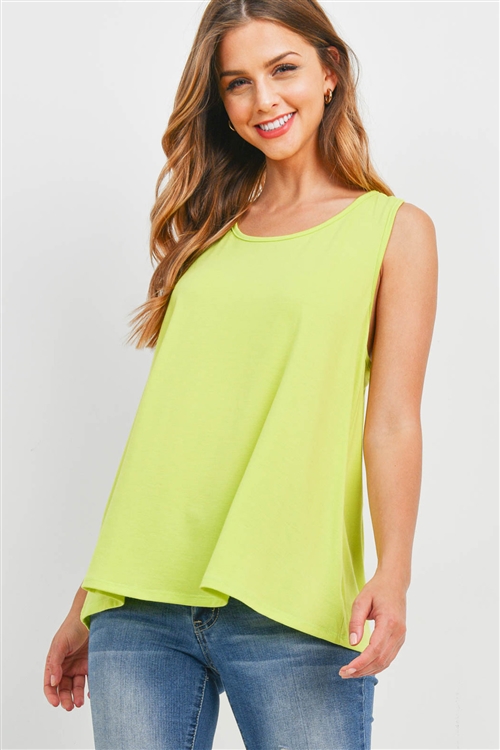 S5-10-4-PPT2285-VLM - ROUND NECK SOLID TANK TOP- VINTAGE LIME 1-2-2-2