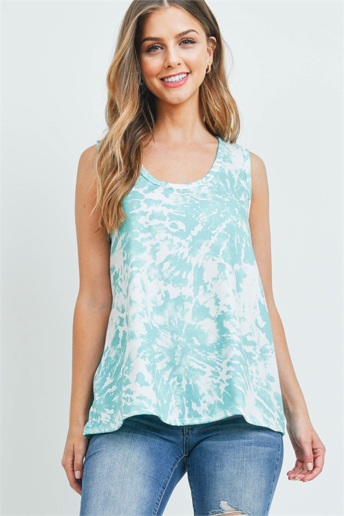 S11-1-4-PPT2305-MNT - TIE DYE RACERBACK TANK TOP- MINT 1-2-2-2