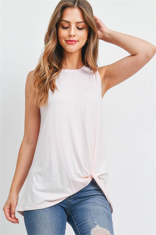 S12-8-4-PPT2346-BLLTPK - SLEEVELESS ROUND NECK TWIST FRONT TOP- BALLET PINK 1-2-2-2