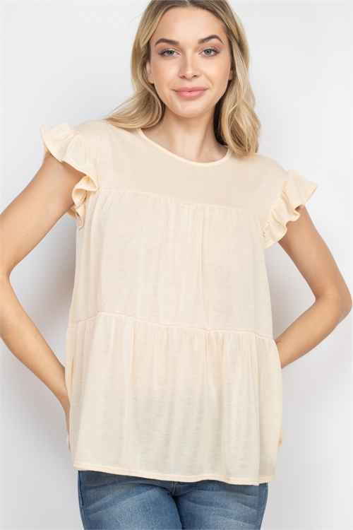 S9-19-1-PPT2469-CRM-1 - TIERED RUFFLE SOLID SWING TOP- CREAM 0-2-2-2