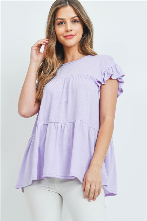 S13-8-1-PPT2469-LVDSL - TIERED RUFFLE SOLID SWING TOP- LAVENDER SAIL 1-2-2-2