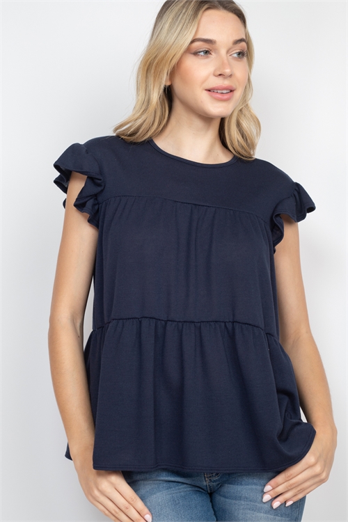S9-19-1-PPT2469-MDNT-1 - TIERED RUFFLE SOLID SWING TOP- MIDNIGHT 0-0-1-2
