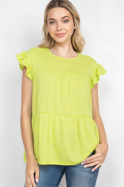 S10-17-2-PPT2469-VLM-1 - TIERED RUFFLE SOLID SWING TOP- VINTAGE LIME 0-1-2-2