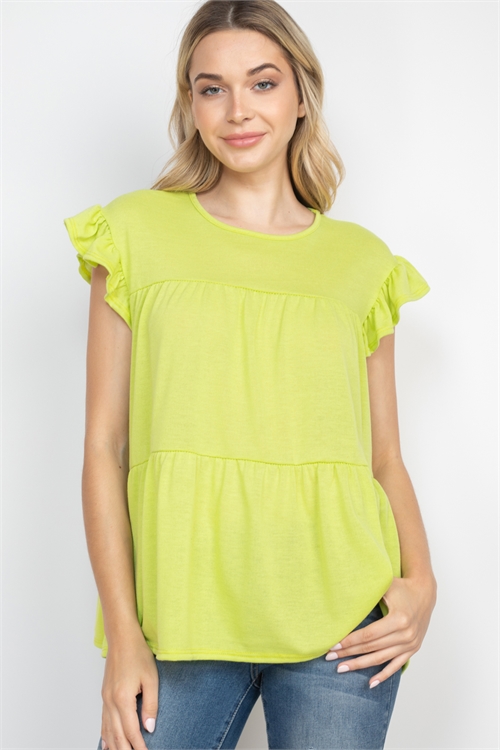 S13-6-2-PPT2469-VLM - TIERED RUFFLE SOLID SWING TOP- VINTAGE LIME 1-2-2-2