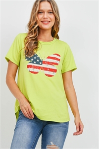 S10-4-4-PPT2518-LM - USA-BUTTERFLY PRINT TOP- LIME 1-2-2-2