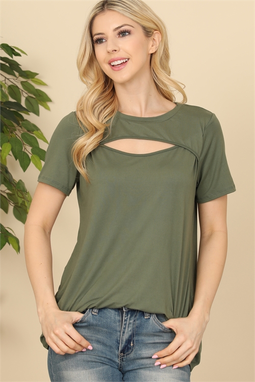 S6-10-2-PPT2567-LTOV - CUTOUT OPEN FRONT SHORT SLEEVE SOLID TOP- LIGHT OLIVE 1-2-2-2