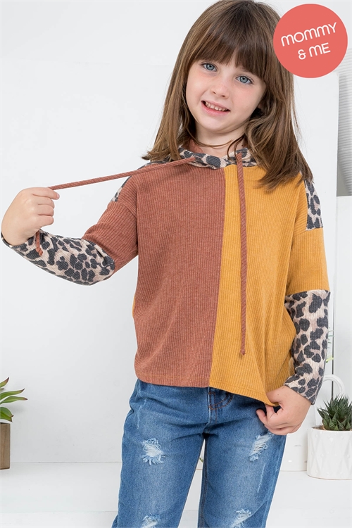 S12-12-4-PPT2649TK-MURUGYBK - KIDS BELLA RIB LEOPARD SLEEVE SELF TIE HOODIE- MUSTARD-RUST-GREY/BLACK 1-1-1-1-1-1-1-1