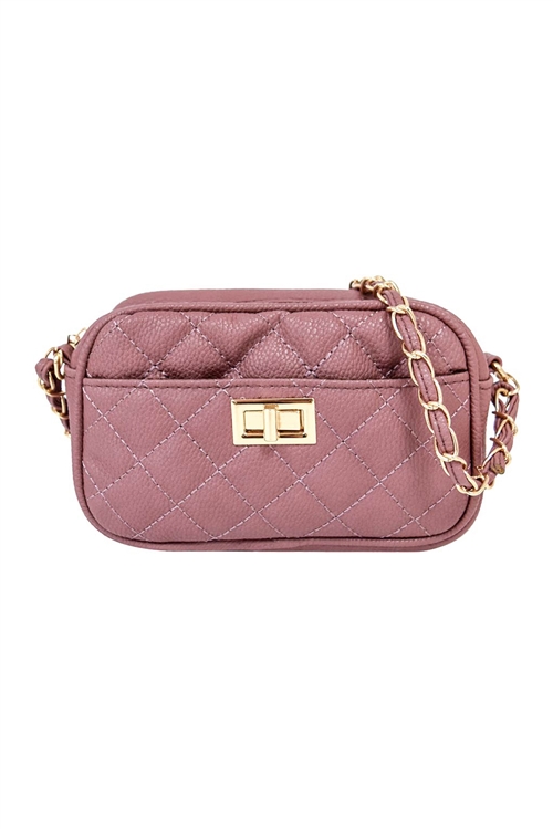 S18-11-2-PQ0017BLUSH - FASHION QUILTED CAMERA CROSSBODY BAG/1PC