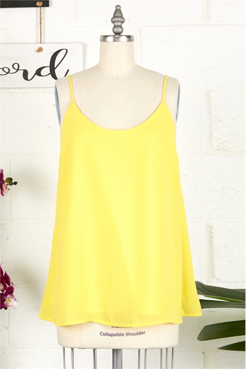 S42-1-1-PS-11458-LM - ROUND NECK CAMI TOP- LIME 2-2-2