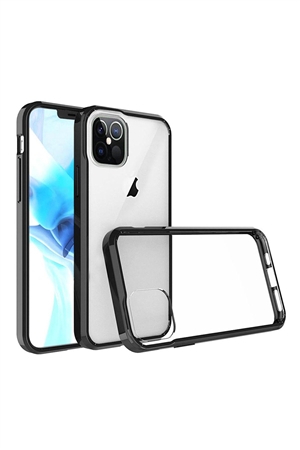 S4-4-1-52538-QBBUM-IP126.1-CLRBK - FOR iPHONE 12/PRO (6.1 ONLY) BUMPER CLEAR TRANSPARENT CASE COVER - CLEAR PC + BLACK TPU/6PCS