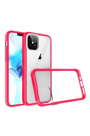 SA4-000-5-52540-QBBUM-IP126.1-CLRHPNK - FOR iPHONE 12/PRO (6.1 ONLY) BUMPER CLEAR TRANSPARENT CASE COVER - CLEAR PC + HOT PINK TPU/6PCS