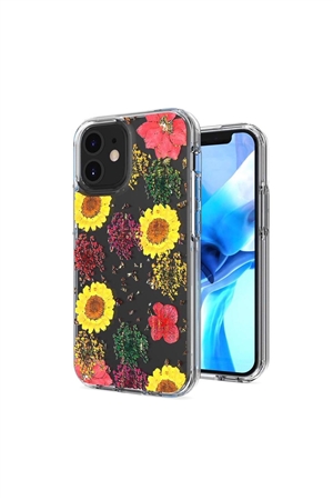 S4-6-5-54034-QBCRTV-IP125.4-BOT - FOR iPHONE 12 MINI 5.4 FLORAL GLITTER DESIGN CASE COVER - BOTANIC/6PCS