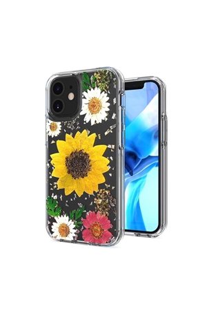 SA3-0-5-54039-QBCRTV-IP126.1-SUN - FOR iPHONE 12/PRO (6.1 ONLY) FLORAL GLITTER DESIGN CASE COVER - SUNFLOWER/6PCS