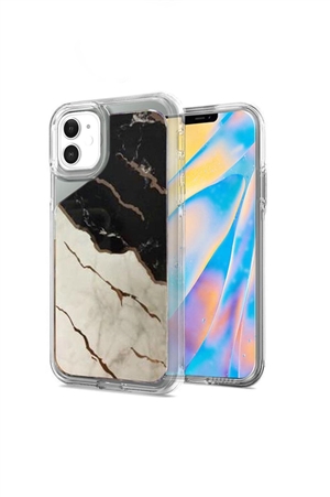 SA4-1-5-52643-QBELEC-IP125.4-MB - FOR iPHONE 12 MINI 5.4 ELECTROPLATED DESIGN HYBRID CASE COVER - MARBLE/6PCS