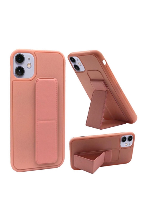 SA3-0-5-52660-QBFLD-IP125.4-LPNK - FOR iPHONE 12 MINI 5.4 FOLDABLE MAGNETIC KICKSTAND VEGAN CASE COVER - LIGHT PINK/6PCS