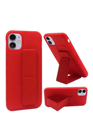 SA3-0-5-52662-QBFLD-IP125.4-RED - FOR iPHONE 12 MINI 5.4 FOLDABLE MAGNETIC KICKSTAND VEGAN CASE COVER - RED/6PCS