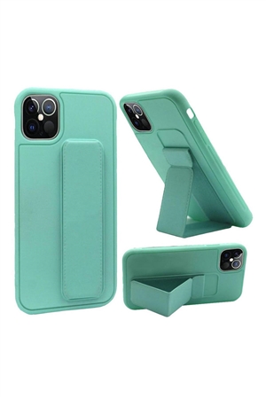 S4-6-5-52669-QBFLD-IP126.1-TEAL - FOR iPHONE 12/PRO (6.1 ONLY) FOLDABLE MAGNETIC KICKSTAND VEGAN CASE COVER - TEAL/6PCS