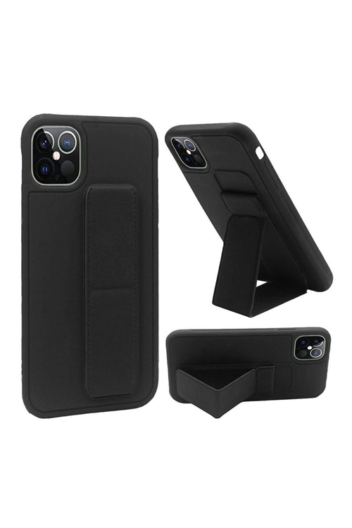 SA4-1-4-52670-QBFLD-IP126.7-BK - FOR iPHONE 12 PRO MAX 6.7 FOLDABLE MAGNETIC KICKSTAND VEGAN CASE COVER - BLACK/6PCS