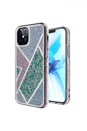 SA3-000-5-54631-QBRHM-IP126.7-GRN - FOR iPHONE 12 PRO MAX 6.7 RHOMBUS BLING GLITTER DIAMOND CASE COVER - GREEN/6PCS