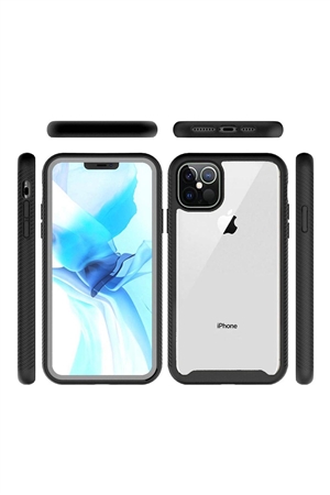 SA3-0-5-52977-QBSHBUM-IP126.1-CLRBK - FOR iPHONE 12/PRO (6.1 ONLY) STRONG BUMPER SHOCKPROOF TRANSPARENT CASE COVER - CLEAR/BLACK/6PCS