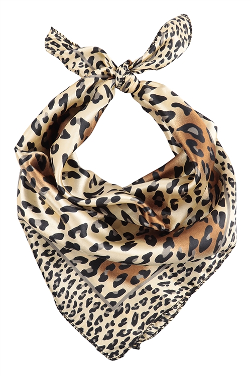 S23-11-1-QE2520 - LEOPARD PRINT BANDANA HAIR SCARF HAIR ACCESSORIES - BROWN/12PCS