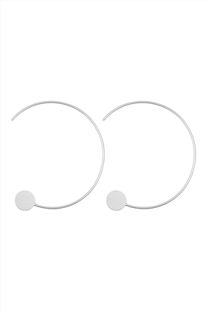 S5-6-4-QEA076MS - MATTE SILVER 1.5 INCH WIRED 'C' HOOP WITH DISC EARRINGS/1PC