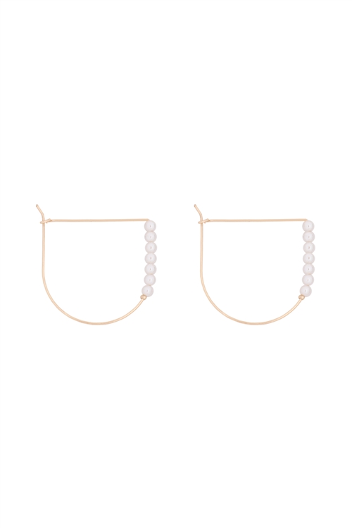 S25-5-3-QEA291GDCRM - D WIRE HOOP W/PEARL EARRINGS-GOLD CREAM/6PAIRS