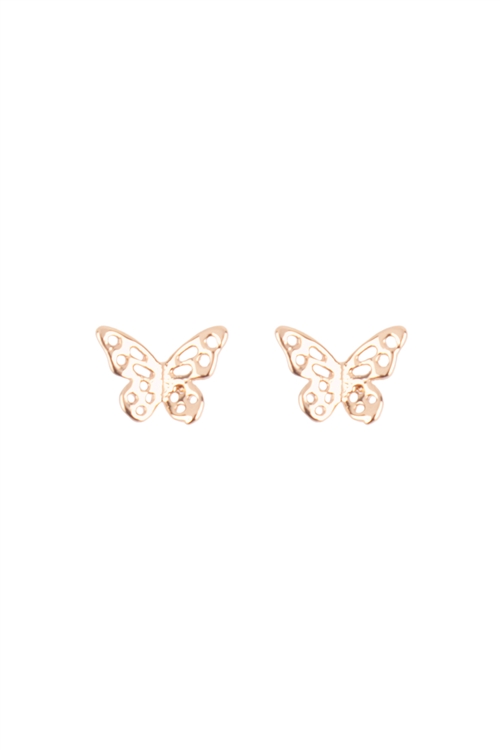 S6-5-3-QEA662GD - BUTTERFLY CUTOUT STUD EARRINGS - GOLD/1PC  (NOW $1.00 ONLY!)