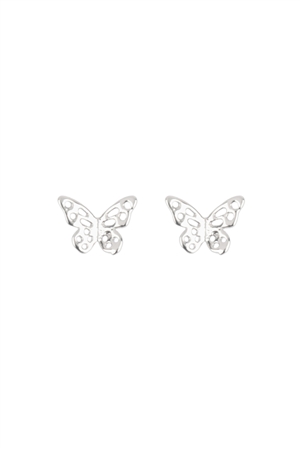 S6-5-3-QEA662RH - BUTTERFLY CUTOUT STUD EARRINGS - SILVER/1PC  (NOW $1.00 ONLY!)