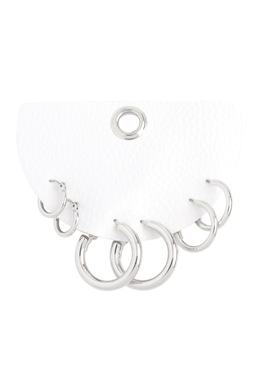 S1-7-1-QEB036RH - 3 PAIR HOOP BOLD EARRING SET- GOLD/6PCS