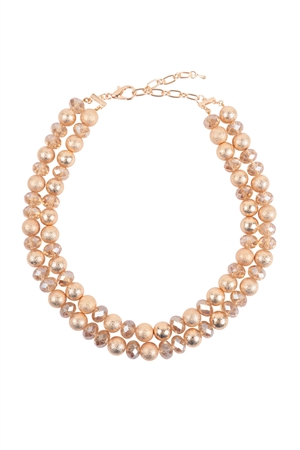 S18-9-3-RAN6802PE - 2 LINE TEXTURED CCB AND RONDELLE BEADS NECKLACE-PEACH/1PC (NOW $5.00 ONLY!)