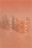 S27-2-1-RB-82414 - GEOMETRIC PATTERN CUFF BRACELET-GOLD SILVER/12PCS