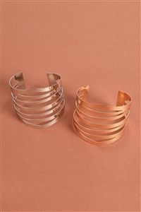 S28-1-3-RB-82419 - LAYERED CUFF BRACELET-GOLD SILVER/12PCS