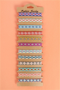 S27-1-1-RB-82432 - BOHEMIAN STYLE BRAIDED ASSORTED BRACELET-MULTICOLOR/12PCS