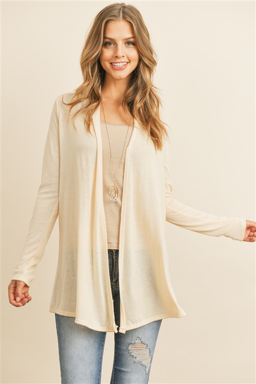 S10-20-2-RFC3009-PRS-CRM-2 - SOLID CARDIGAN OPEN FRONT- CREAM 1-2-1-3