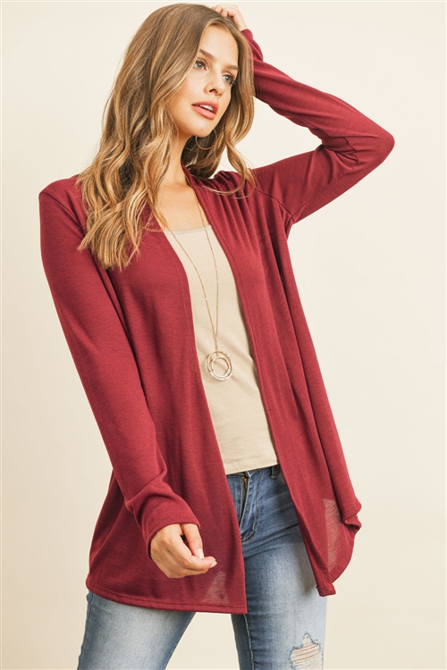 S15-4-1-RFC3009-PRS-DKMGT - SOLID CARDIGAN OPEN FRONT- DARK MAGENTA 1-2-2-2