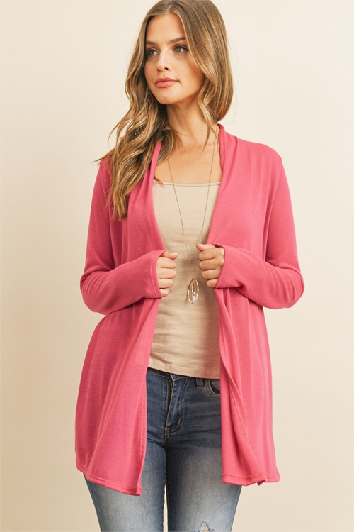 S10-10-2-RFC3009-PRS-FCH - SOLID CARDIGAN OPEN FRONT- FUCHSIA 1-2-2-2