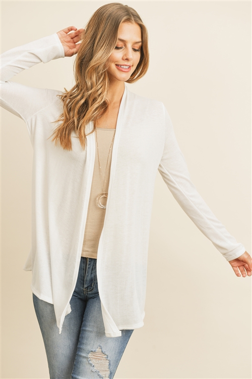 S10-2-4-RFC3009-PRS-IV - SOLID CARDIGAN OPEN FRONT- IVORY 1-2-2-2