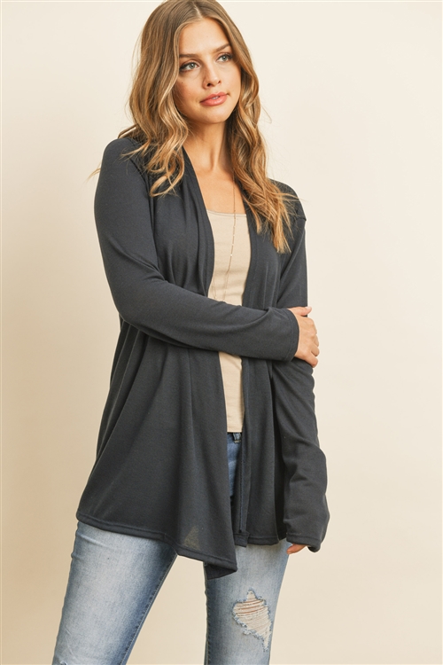 S15-5-1-RFC3009-PRS-MDNNV - SOLID CARDIGAN OPEN FRONT- MIDNIGHT NAVY 1-2-2-2