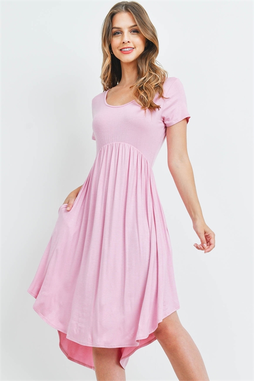 S9-2-1-RFD1052-RSJ-DSTPK - HIGH-LOW EMPIRE POCKET DRESS- DUSTY PINK 1-2-2-2