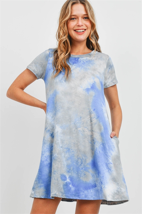 S16-11-1-RFD1061SS-RTD020-SB-2 - TIE DYE POCKET SWING DRESS- SILVER BLUE 1-2-1