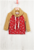 S11-16-3-RFKT2012-RFL078-SN - TODDLER GIRLS RIB FLORAL DRAKE SLEEEVE HOODIE- SIENNA/MELON/MUSTARD 2-2-2-2