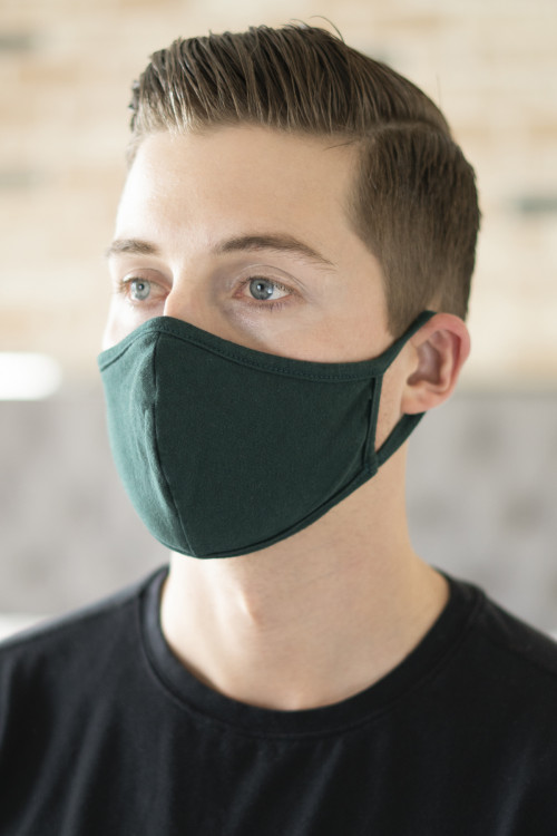 S3-4-1-RFM6001-CT-HGRN HUNTER GREEN PLAIN REUSABLE FACE MASK FOR ADULT/12PCS