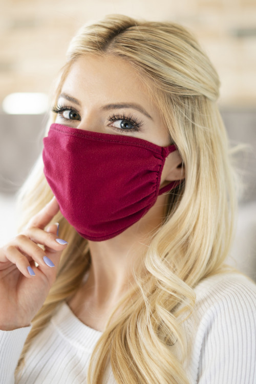 S4-7-2/SA3-5-2-RFM6002-CT-BU BURGUNDY PLAIN REUSABLE FACE MASK FOR ADULTS/12PCS