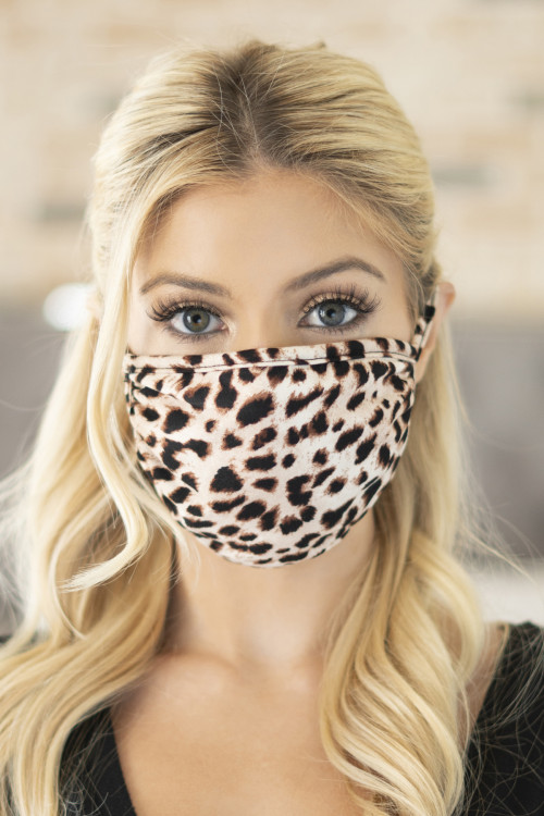 S5-5-1-RFM6002-RAP071-BR BROWN LEOPARD PRINT REUSABLE FACE MASKS FOR ADULTS/12PCS