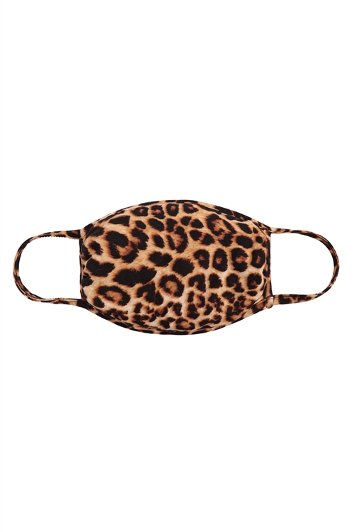 SA3-6-4-RFM6002-RPR061-STONE- LEOPARD PRINT REUSABLE FACE MASK FOR ADULTS - STONE/12PCS