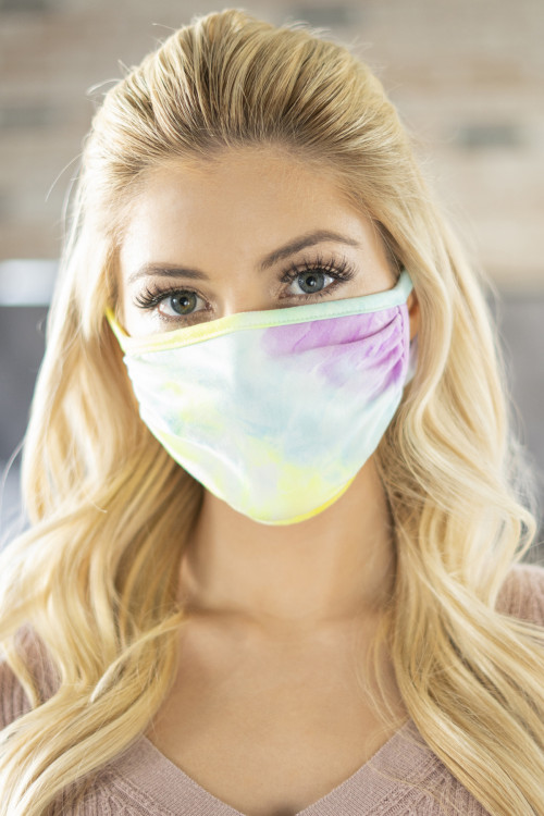 S8-4-3-RFM6002-RTD001-MAYL MAGENTA YELLOW TIE DYE COLORED REUSABLE FACE MASK FOR ADULTS/12PCS