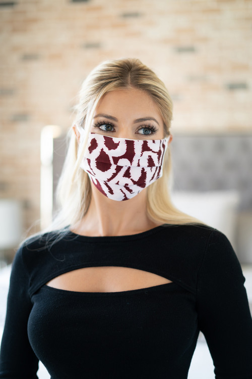 SA4-4-4-RFM6005-RPR065-BU-PRINT REUSABLE CLOTH FACE MASK - BURGUNDY/12PCS