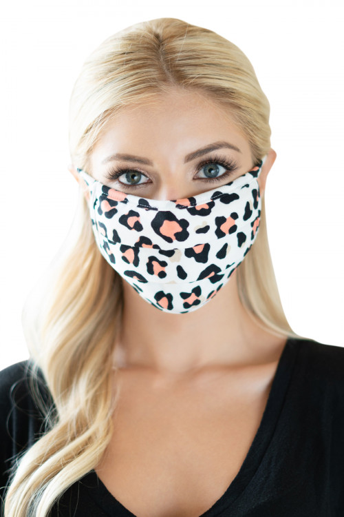 S7-8-1-RFM6006-RAP021-CO CORAL ANIMAL SKIN PRINT REUSABLE PLEATED FACE MASK FOR ADULTS/12PCS